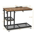 thumbnail image 2 of Gymax C Shaped Side Table w/ Wheels Height and Tabletop Adjustable Storage Shelf, 2 of 9