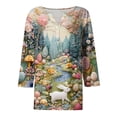 thumbnail image 5 of HAVUITYY Easter 3/4 Sleeve Sweaters for Womens, Cute Bunny Eggs Printed Womens Tops, Spring Going Out Shirts for Women Wear & Gifts, 5 of 5