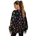 thumbnail image 2 of Xoenoiee Colorful Dog Paw Print Womens Sweatshirts Oversized Crewneck Y2K Pullover Long Sleeve Fall Winter Split Clothes Sweater with Side Pockets, Size 3XL, 2 of 7