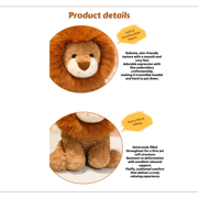Sun Lion Plush Toy, Stuffed Lion Animal Doll, Ultra Soft Faux Fur Mane, Cute Gift 9.8 13.8