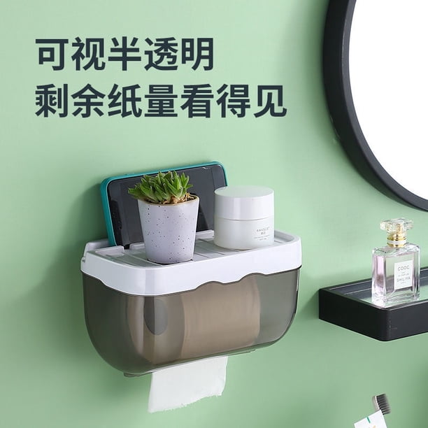 Caja De Pañuelos De Inodoro Impermeable Sin Perforar Baño Titular Bombeo Rollo Papel Estante qiang369 . my3.18