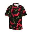 thumbnail image 3 of Xecao Cherry print Hawaiian shirt - a stylish short-sleeve button-down for men, perfect for casual beach and tropical outings., 3 of 9