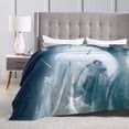thumbnail image 4 of DouZhe Ultra-Soft Micro Fleece Lightweight Flannel Bed Blanket, Moon Star Fishing Boy Print Cozy Warm Throw Blankets, 80"x60", 4 of 7