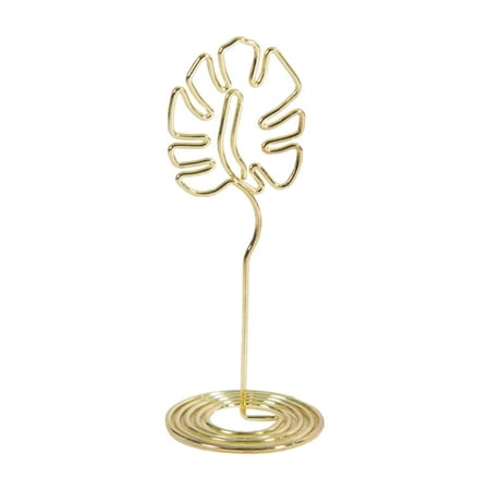 

HIBRO Metal Plating Leaf Shape Business Card Holder Stand Desktop Decoration Gift Note Clip Office Ornaments Small Holders Comic Top Loaders