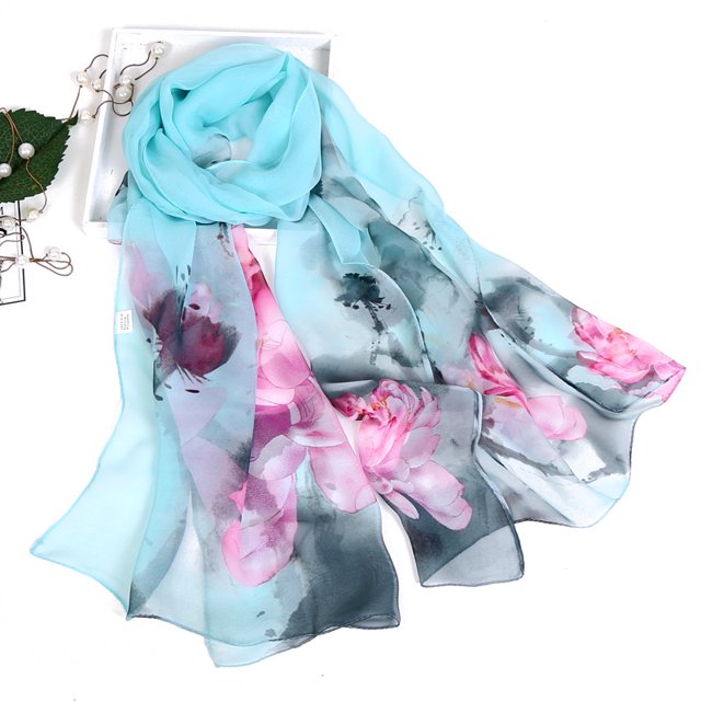 Foulards Légers Mode à Imprimé de Fleurs Foulard Portefeuille en Coton pour Femmes
