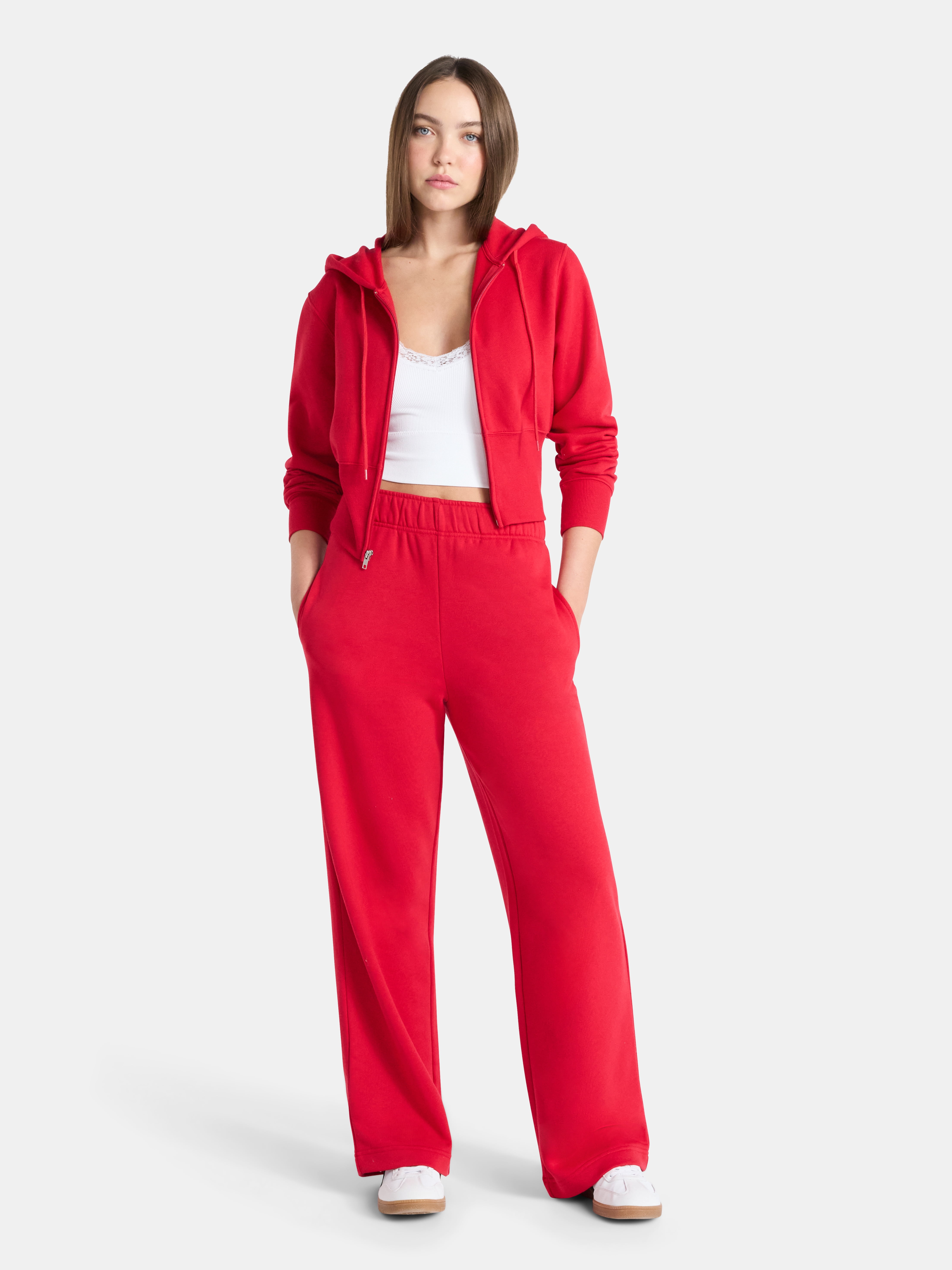 No Boundaries Soft Fleece Wide Leg Pants, 30” Inseam, 1 or 2-Pack, Women’s XXS-4X