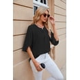 thumbnail image 4 of Blusa de mujer, elegante escote en V, mangas 3/4, blusas casuales, tops tipo túnica, 4 of 8