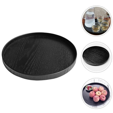 Solid Wood Pallet Serving Tray Walnut Round Restaurant Trays Black