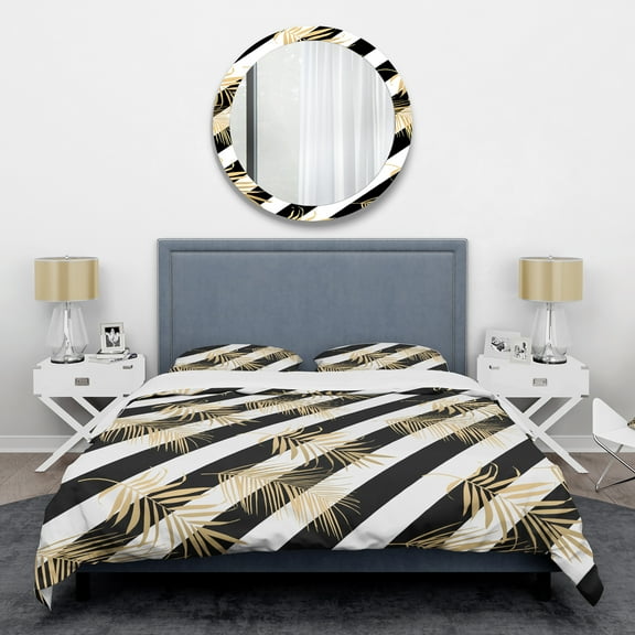Designart 'Golden Foliage VII' Mid-Century Modern Duvet Cover Set