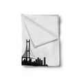 thumbnail image 2 of NYC Soft Flannel Fleece Throw Blanket, New York USA Calligraphy with Brooklyn Bridge Liberty Silhouettes, Cozy Plush for Indoor and Outdoor Use, 50" x 60", Pale Grey Charcoal Grey, by Ambesonne, 2 of 5
