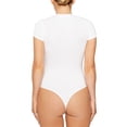 thumbnail image 4 of Women's Short Sleeve Bodysuit Round Neck Casual Stretchy Basic T Shirt Bodysuit Slim Fit Thong Jumpsuit, 4 of 6