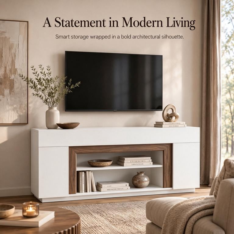 Lacoo 70-Inch TV Stand for 55-80 Inch TVs, Modern Entertainment Center with Storage Cabinets and Adjustable Shelves, Media Console for Living Room, White