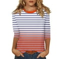 thumbnail image 2 of Axiiglly Long Sleeve Shirts for Women Plus Size Trendy Striped Shirt Loose V Neck Pullover Tunic Tops Casual Button Gradient Soft Lightweight Sweatshirt, 2 of 5