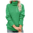 thumbnail image 1 of IROINID Women's Turtleneck Pullover Sweater Solid Color Leisure Mid-Length Long Sleeve Sweater Tops, 1 of 5