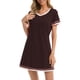 thumbnail image 3 of Camisas de dormir de algodón,Camisas de noche Vestido de dormir de manga corta con cuello en V Vestido de dormir suave para mujer Grado profesional, 3 of 6