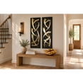 thumbnail image 4 of DecMode Contemporary Rectangular Abstract Wall Décor, Set of 2 12"W x 36"H with Shiny Gold Curved Metal Accent, 4 of 14