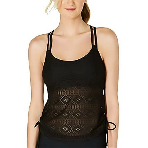 Hula Honey Women's Diamond Crochet Tankini Top - Black - Large