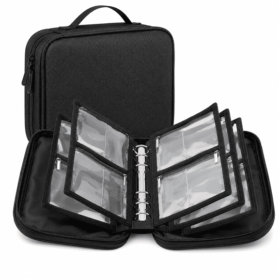 PLERISE Travel Jewelry Organizer, Velvet Storage Binder with Clear Zipper Pouches, for Jewelry, Black