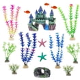 thumbnail image 2 of Flmtop 15Pcs/Set Fish Tank Ornament Castle Starfish Design Landscaping Decor Accessories Artificial Simulation Water Grass for Aquarium, 2 of 9