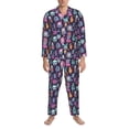 thumbnail image 3 of Daiia Funny colorful skull ghost for Men's Long-Sleeved Pajama Set – Soft & Comfortable Sleepwear Button-Up Pajamas Cozy Lounge Wear-Large, 3 of 7