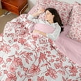 thumbnail image 4 of Manfei Teens Red Flowers Bedding Comforter Set 7pcs,Spring Garden Queen Bedding Sets Super Cozy,Tree Leaves Queen Sheet Sets,Breathable Home Decor,Reversible, 4 of 8