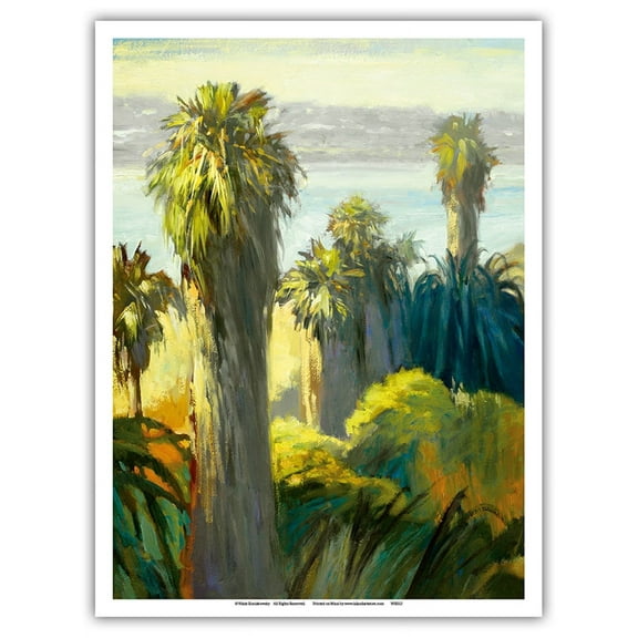 Buena Vista Lagoon - California Coastal Landscape - From an Original Color Painting by Wade Koniakowsky - Master Art Print (Unframed) 9in x 12in