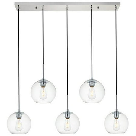 Living District Ld2228c Baxter 5 Lights Pendant Ceiling Light With Clear Glass Chrome