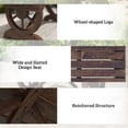thumbnail image 3 of Rustic Wood Wheel Outdoor Garden Bench for 2-Person with a Unique Wheel Design on the Legs & Strong Build, Brown, 3 of 7