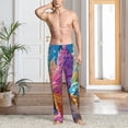 thumbnail image 5 of Uemuo Rainbow Melting Ice Cream Pattern Men's Wide Leg Palazzo Lounge Pants with Pockets Light Weight Loose Comfy Casual Pajama Pants-X-Large, 5 of 9