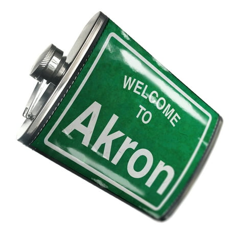 

NEONBLOND Flask Green Road Sign Welcome To Akron