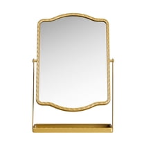 Gold Tabletop Mirror With Integrated Jewellery Storage main image 1
