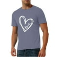 thumbnail image 2 of EQWLJWE Mens Short Sleeve Basic Tops Valentine's Day Casual Short-sleeved Solid Color Love Printed T-shirt, 2 of 5