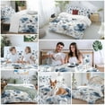thumbnail image 5 of Vintage Blue Bedding Duvet Cover Set Twin Size 4 Pieces Brown Watercolor Flowers Petals Abstract Art Bedding Set with Zipper Closure, 1 Comforter Cover 68x86 Inches 1 Flat Sheet & 2 Pillow Cases, 5 of 7