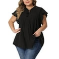 thumbnail image 1 of Agnes Orinda Blusa de Peplum para Mujeres Talla Grande con Cuello en V y Volantes, Fluida, Talla 2X, Negra, 1 of 6