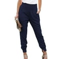 thumbnail image 3 of Pantalones de color puro, pantalones casuales de cintura alta elástica para mujer, pantalones con dobladillo dividido diseñados para el futuro, 3 of 6