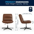 thumbnail image 4 of BizChair Commercial Wide Mid-Back Cognac Padded LeatherSoft Armless Stationary Task Office Chair with Adjustable Height, Swivel Function, and Black Frame, 4 of 12