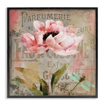 Stupell Industries French Vintage Blossom Floral Painting Black Framed Art Print Wall Art, 24 x 24