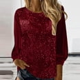 thumbnail image 2 of Women's New Casual Crew Neck Long Sleeve Sleeve Sleeve Loose Sequin Blouse Shirt, 2 of 2