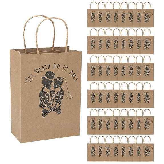 Bulk 48 Pieces Medium Til Death Do Us Part Kraft Paper Gift Bags