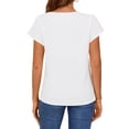 thumbnail image 4 of UVN Womens Chiffon Blouses Asymmetrical V Neck Shirts for Women Short Sleeve Elegant Tops, 4 of 8