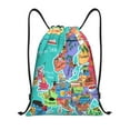 thumbnail image 1 of Xecao Cartoon Map Of Europe Pattern Sports Drawstring Backpack - String Swim Gym Bag with Wet Proof Pocket for Women&Men-Medium, 1 of 6