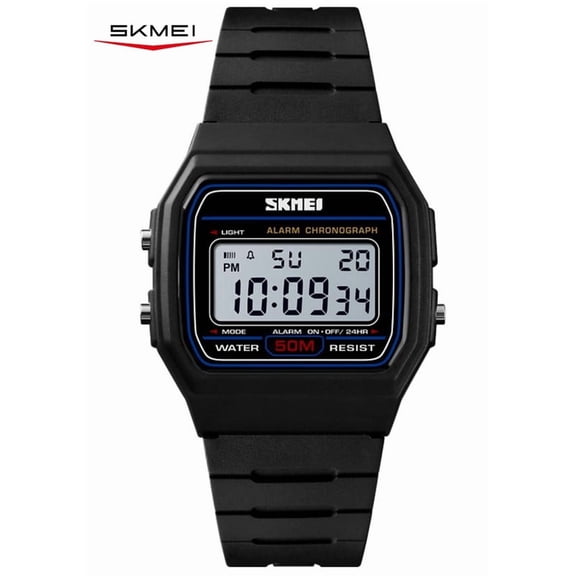 SKMEI Watches for Men Military Classic Square Digital with 50M Waterproof Led Light Alarm Chronograph Unisex Wrist Watch