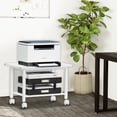thumbnail image 3 of Leyaoyao 2 Tier Printer Stand, Rolling Printer Table with Locking Wheels, Printer Cart for Under Desk, Home, Office, White, 3 of 7