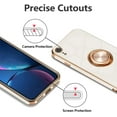 thumbnail image 3 of Electroplated Magnetic Ring Holder Case for iPhone XR, 360 Degree with Rotation Metal Finger Ring Holder Magnet Car Holder Soft Silicone Shockproof Cover for iPhone XR - White, 3 of 15