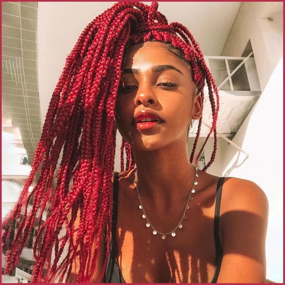 JINYUN-Rose Red Pre stretched Braiding Hair 2 Packs Pre feathered Braid Hair Extensions 30 Inches Hair Braids