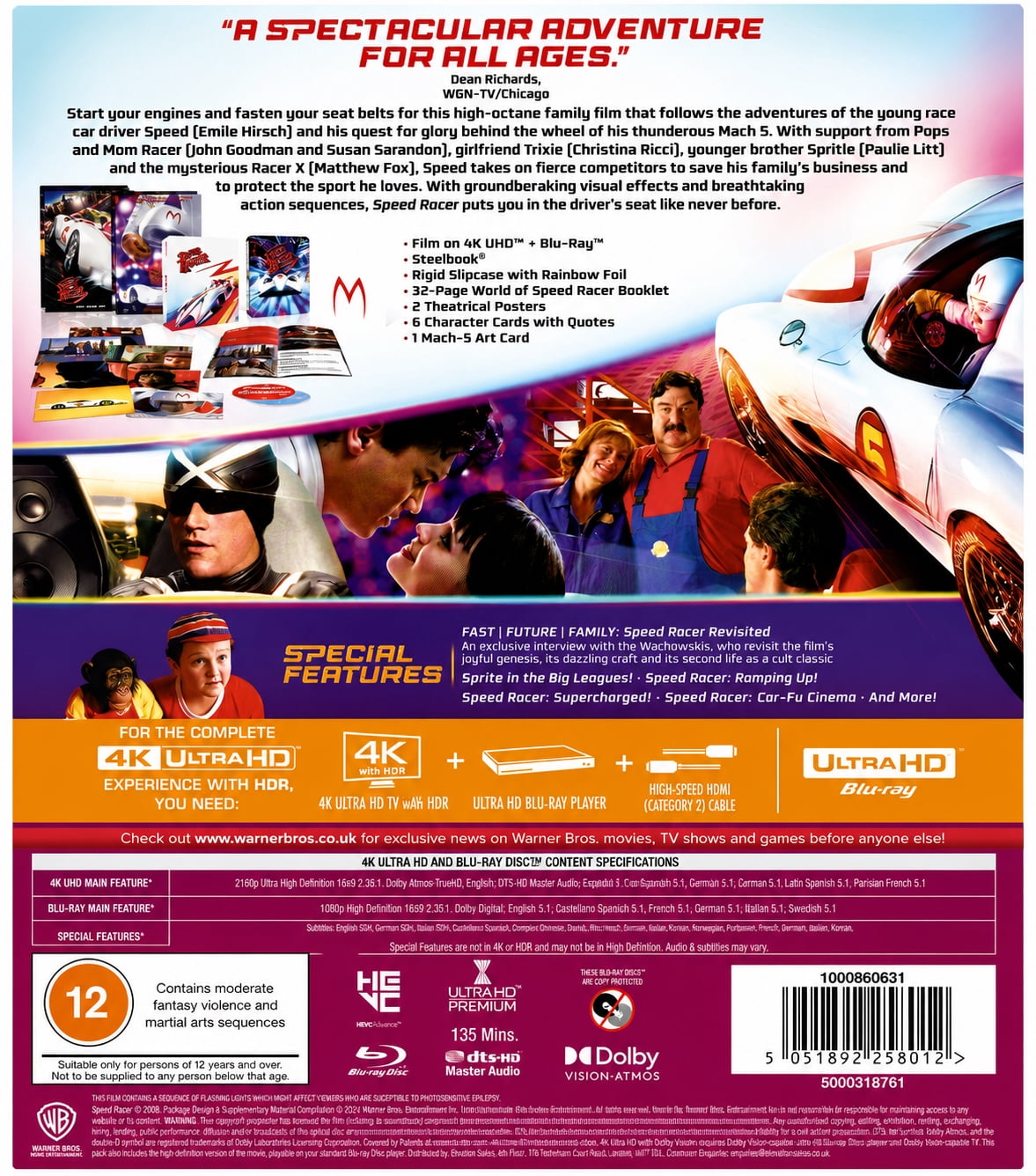 Speed Racer Ultimate Limited Collector's Edition with Steelbook 4K UHD + Blu-ray Region Free