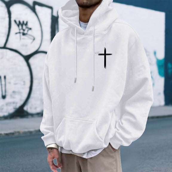 LEKDFST Christian Hoodies for Men Inspirational God Sweatshirts Faith Jesus Hoodie Vintage Bible Verse Graphic Pullover White XXL