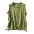 thumbnail image 3 of ZyeKqe Tank Tops for Women Sleeveless Shirts Dressy Casual Ruffle Blouses Drawstring Hem Loose Fitting Summer Top, 3 of 8