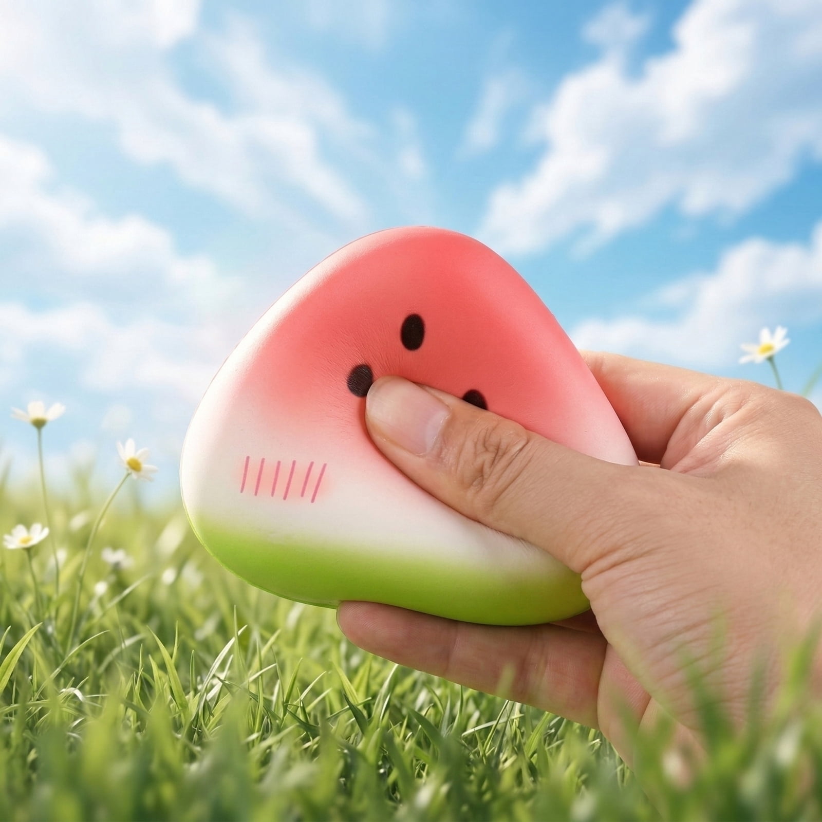 Cute Watermelon Squishy Stress Ball, Slow Rising Soft Scented Design, Decorative Fruit Ornament for Indoor Desk Display