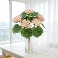 thumbnail image 5 of Artificial Lotus Flower Realistic Water Lily Silk Stem Home Decor for Table Centerpiece Vase Arrangement Buddha Decor （Pink）, 5 of 6